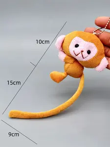 Adorable Plush Toy Trendy Cute Long Tail Monkey Soft Keychain For Bags Fuzzy Accessory Small Gift, Stylish Animal Pattern Design, Perfect for Everyday Use