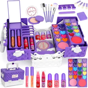 Girls' Washable Makeup Palette Set, Water-Washable Makeup Kit, Play Makeup Set, Perfect Gift for Girls over 3 Years Old, Birthday & Christmas Present