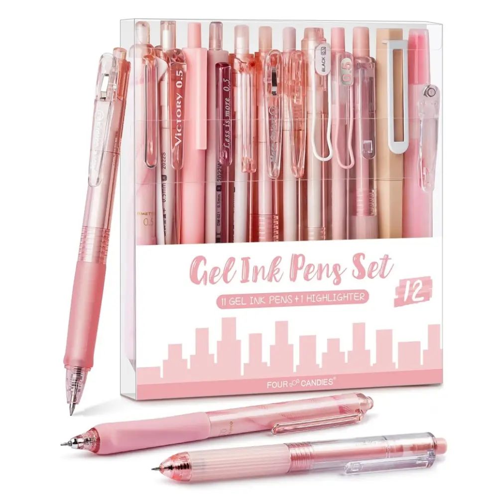 12PCS Pink(black ink*11+Highlighter*1)