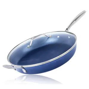 Granitestone Blue 14'' Non-Stick XL Skillet with Lid