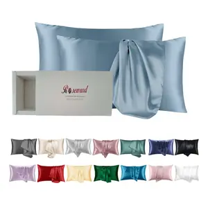 Premium Natural Mulberry Silk Pillowcase 2 Packs Made in USA, 22 Momme Pure Silk Pillow Cases with Zipper, Oeko-TEX Certified