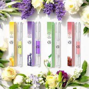 Set of 4 organic cuticle oils for nail care.