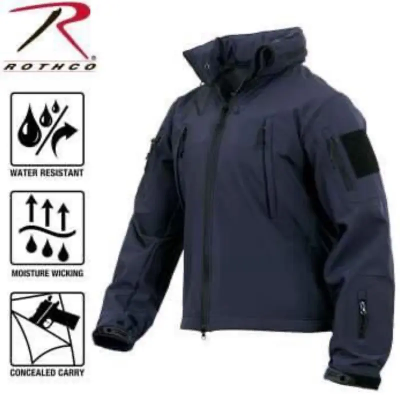 Rothco Fitted Fit Adult Men’s Long Sleeve Casual Plain Elastic Utility Soft Shell Concealed Carry Jacket - Waterproof, Fleece Liner, Dual Padded Zipper Pockets, Discreet Storage, Hook and Loop Closures, 3XL/4XL Outdoor Menswear Coat