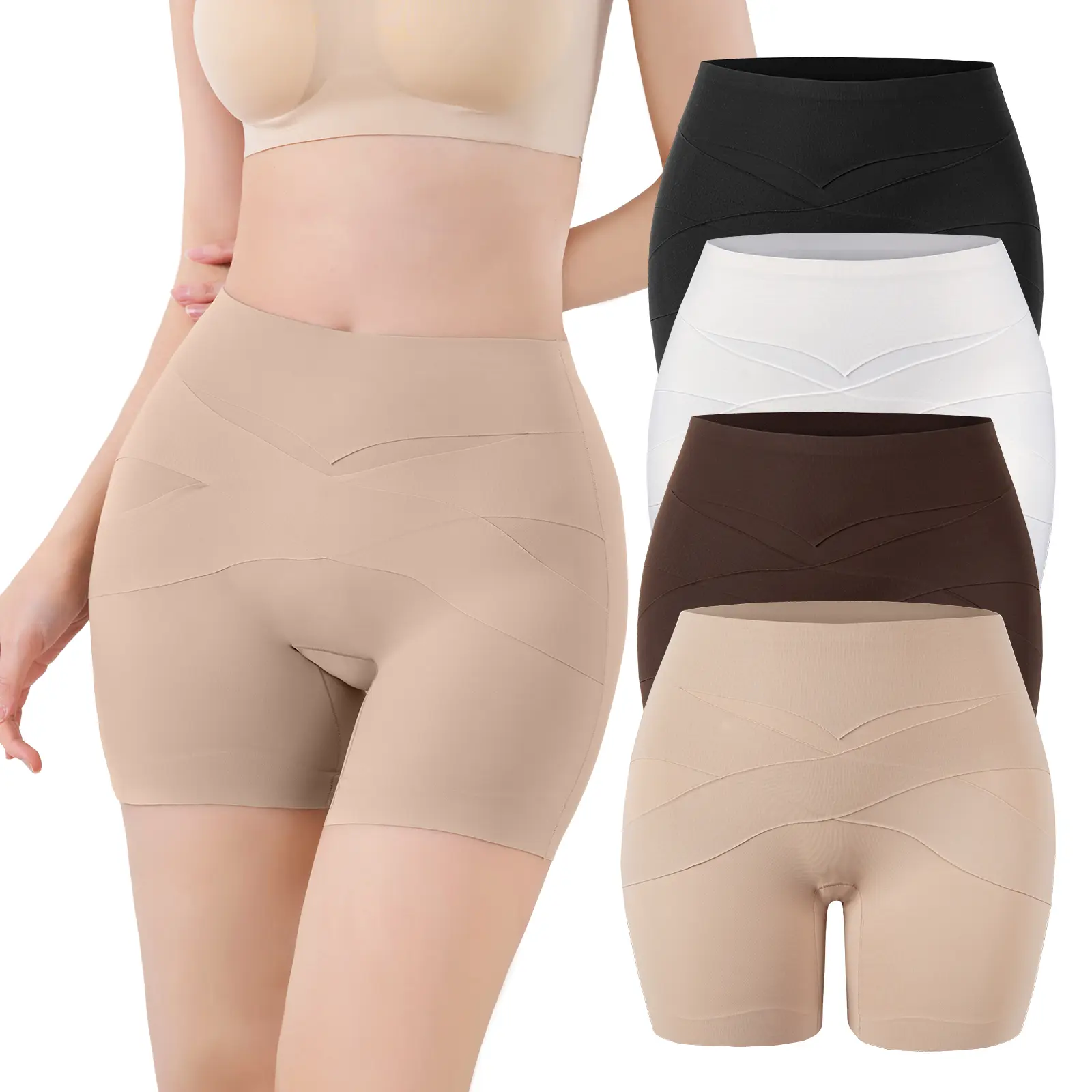 FallSweet High Waist Smoothing Boy Shorts Seamless Light Shaping Slip Shorts for Women Control Shapewear Body Sculpt