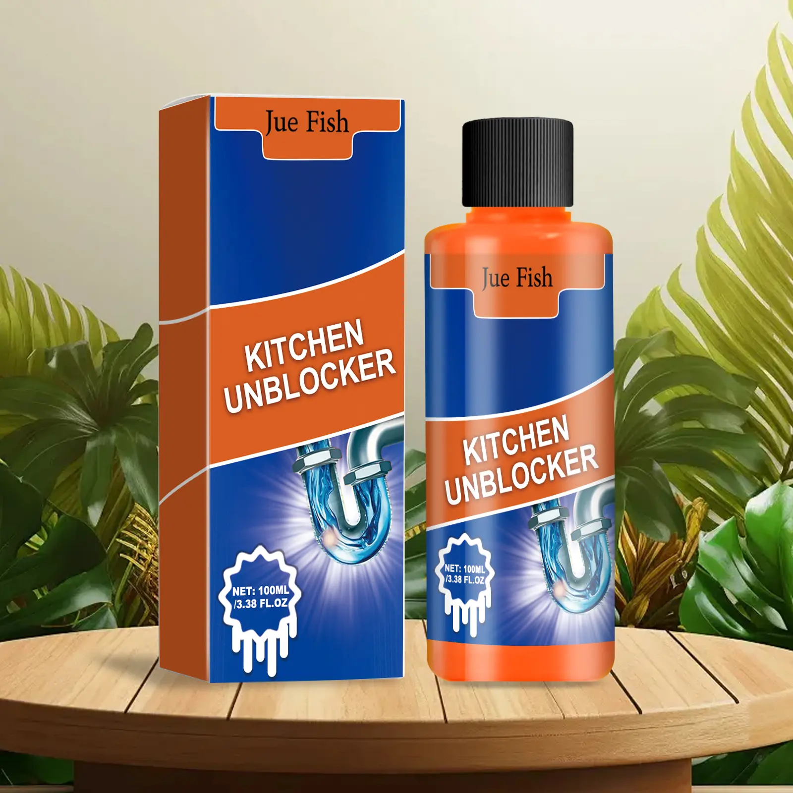 Liquid Drain Cleaner for Kitchen Sinks and Household Drains, Grease Buildup, Food Residue and Slow-Drain Maintenance