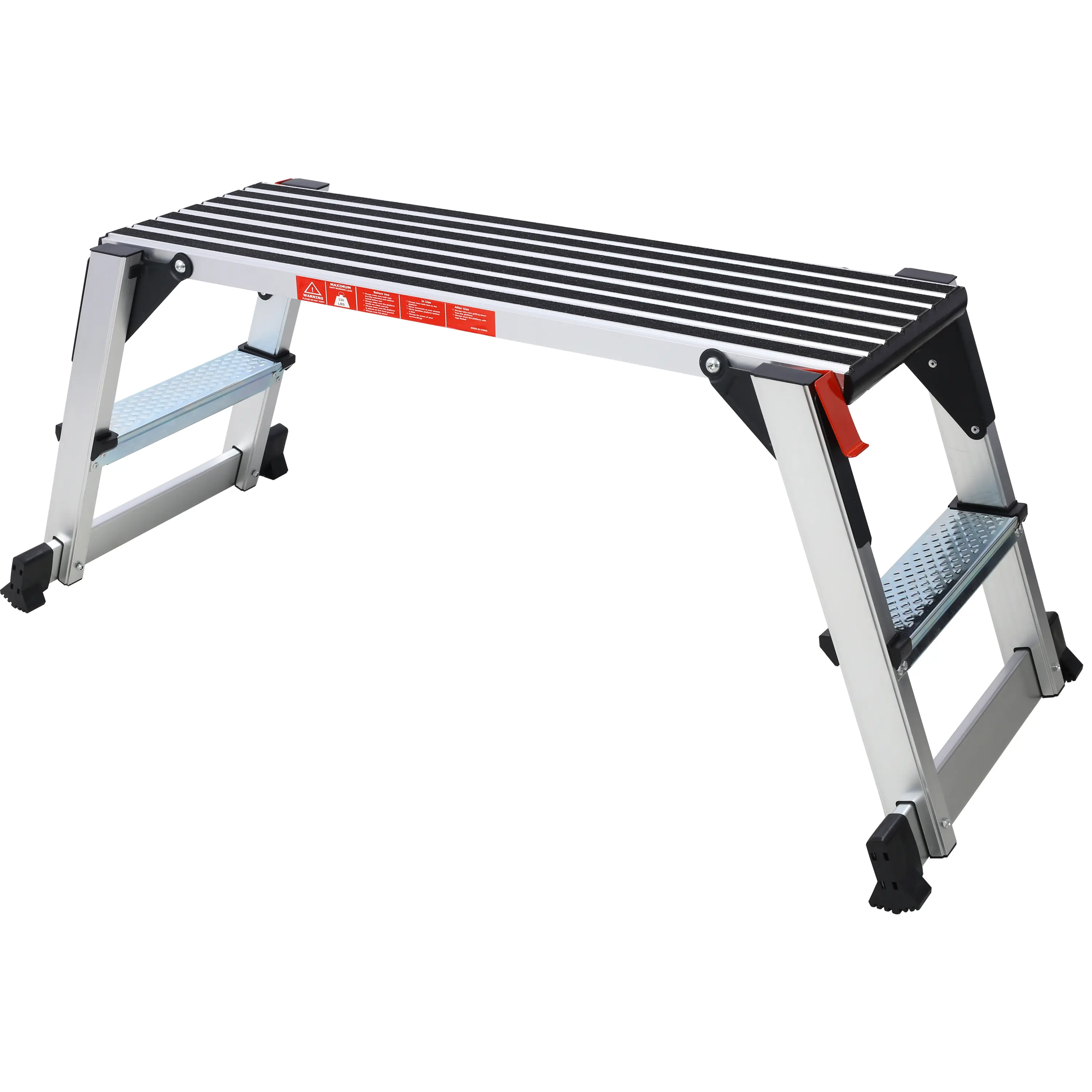 Portable Collapsible Ladder, Anti-Slip Aluminum Folding Work Platform with 330 lbs High Load Capacity, Double-Sided Step, Protruding Anti-Slip Strips, Metal Safety Lock for Home Improvement Construction Gypsum Board Maintenance