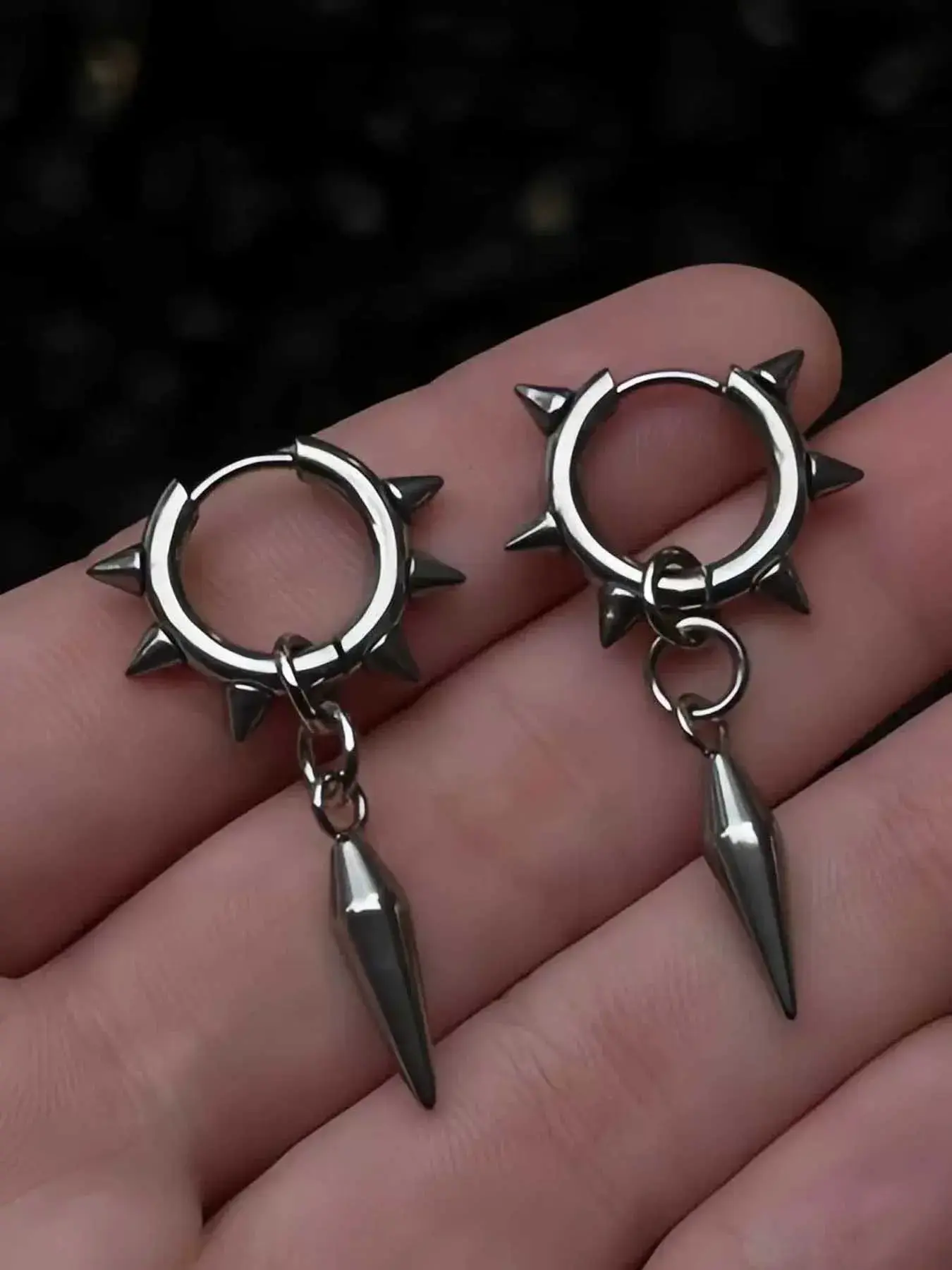 1 Pair of Hip-hop Rock All Body Stainless Steel Hypoallergenic Tapered Fashion Earrings for Men and Women, Minimalist Punk Street Style Party Earrings, Stainless Steel Hoops