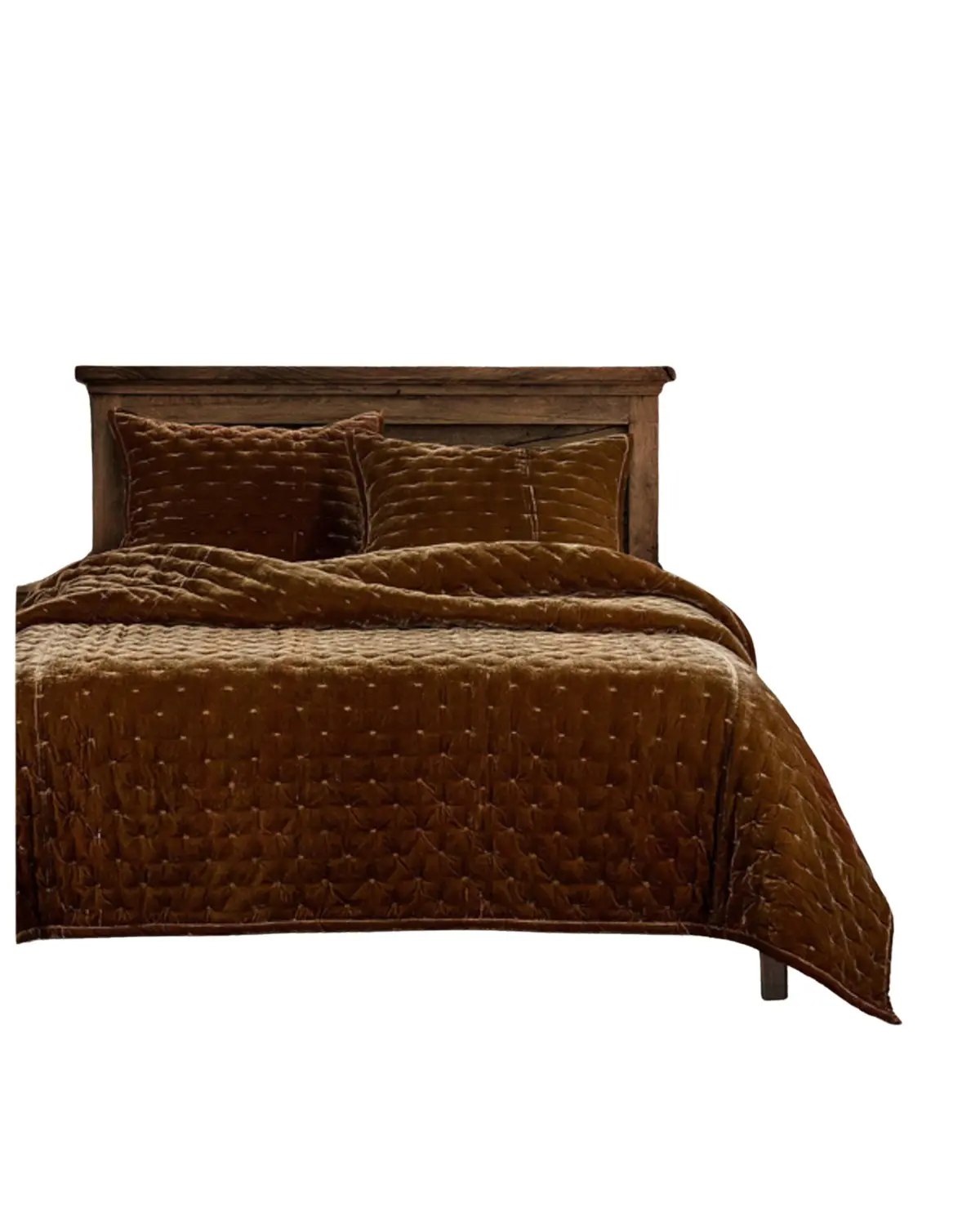 Hiend Accents Unisex Copper Stella Faux Silk Velvet 3-Piece King Quilt Set - Pk6700-Kg-Cb