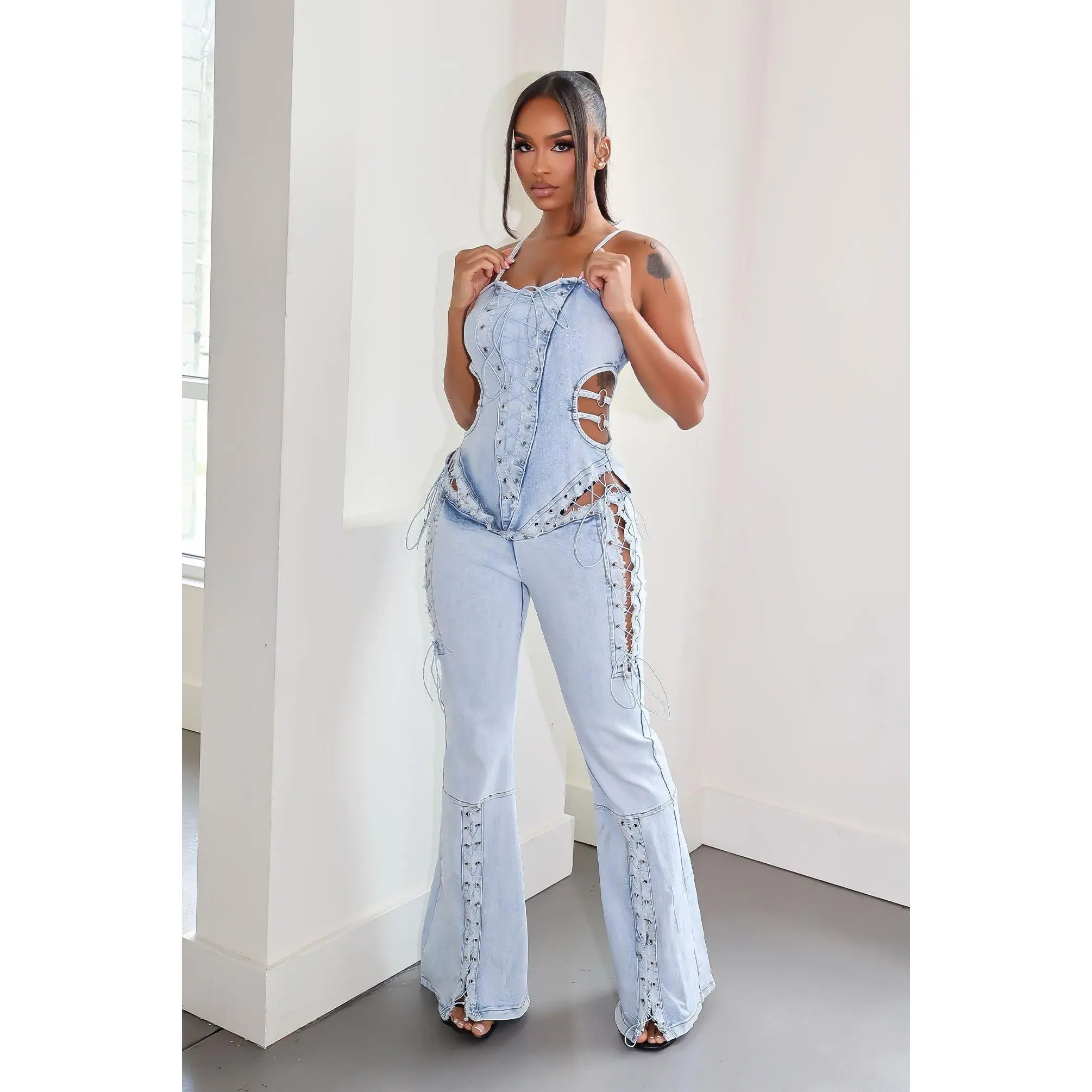 all in one denim jumpsuit - TikTok Shop