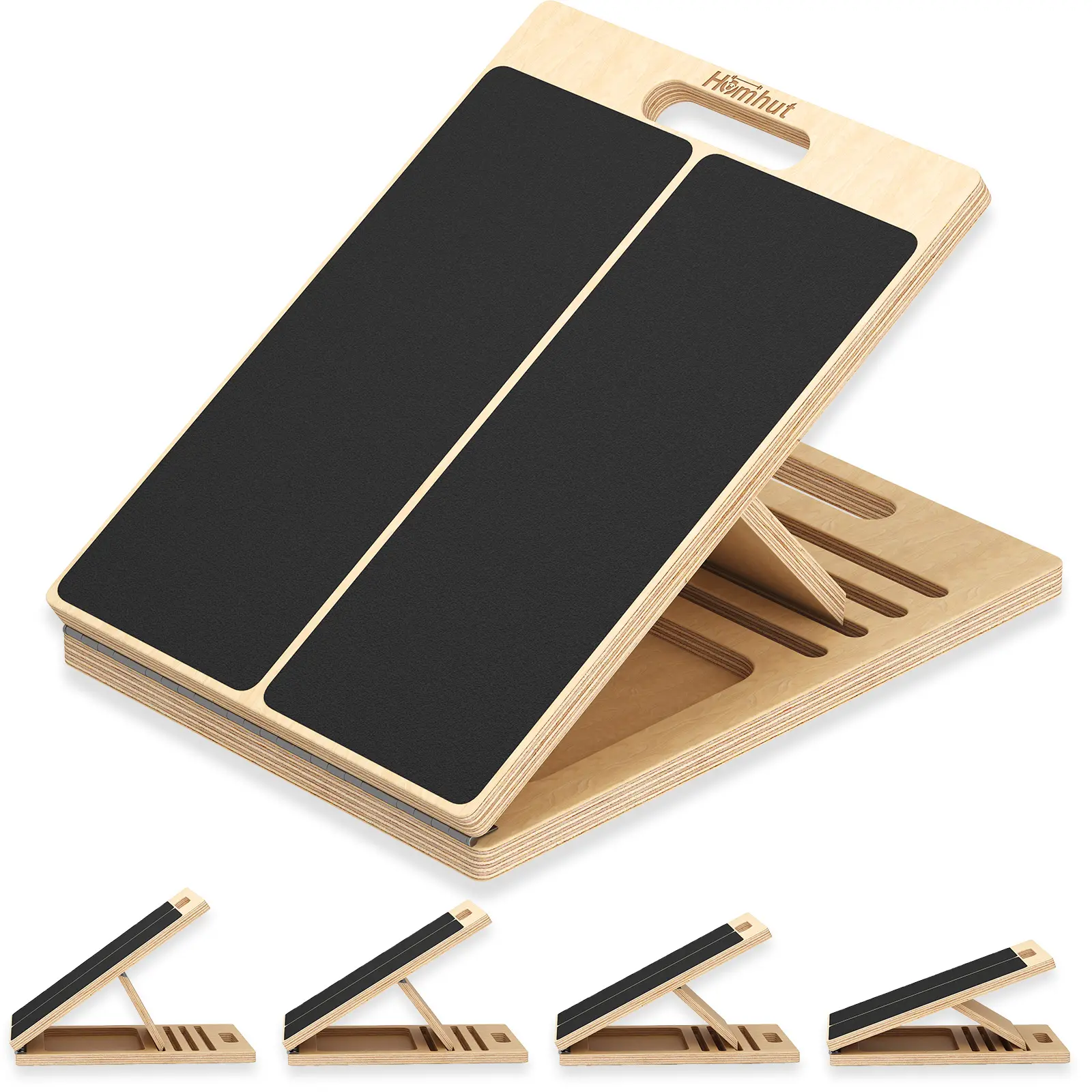 Adjustable Wooden Slant Board for Calf Stretching, Foldable Anti-Slip Home Fitness Board with 5 Incline Levels for Balance Training, Adjustable Angles, Core Training, Solid Wood, Fitness For Everyone