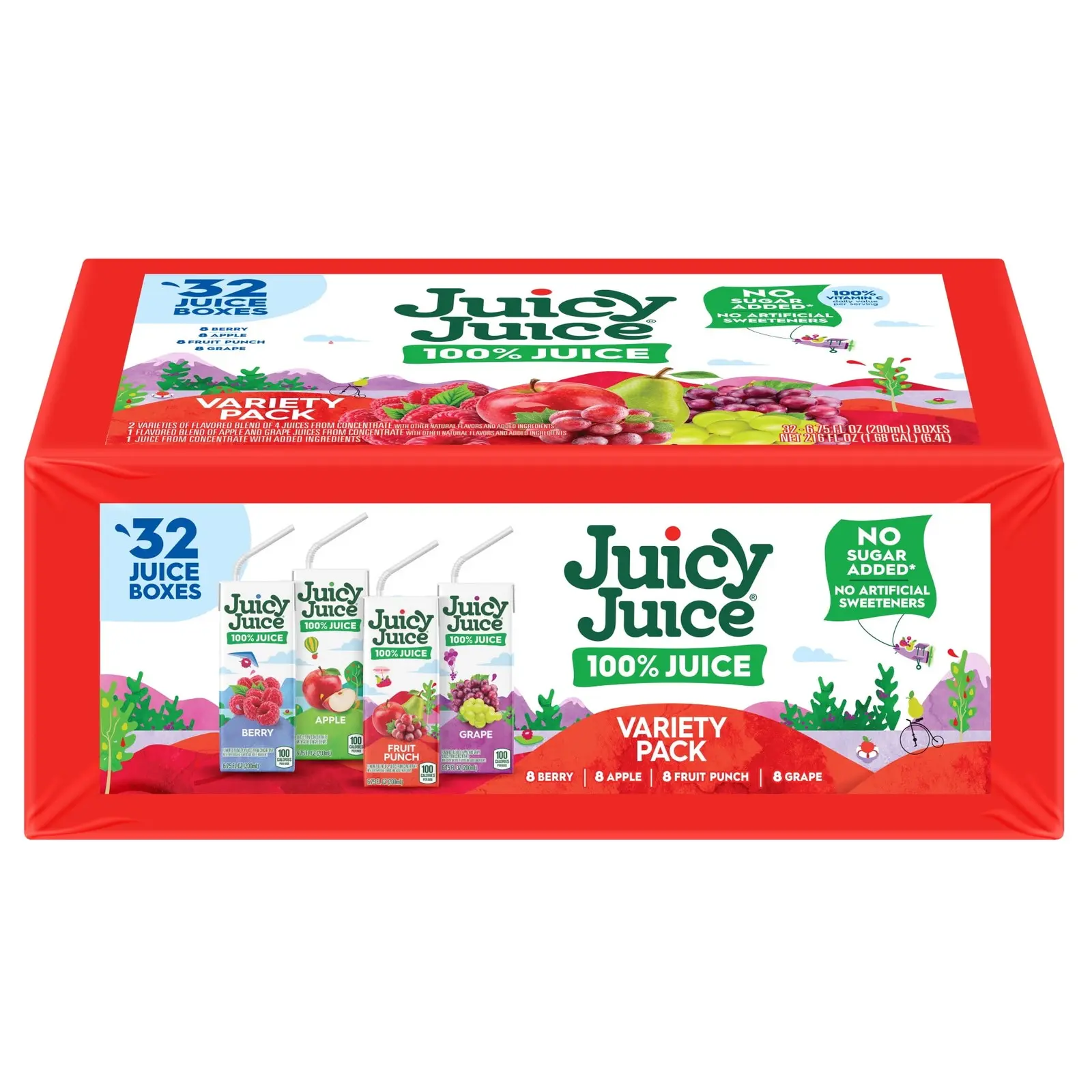 Juice 100% juice, juice box variety packaging, 32 bottles, 6.75 fluid ounce box