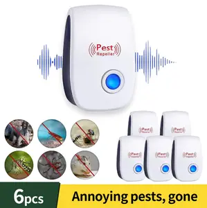 6 Packs Ultrasonic Pest Repeller, Electronic Rodent Repellent Plug in Indoor, for Insect Roaches Spider Ant Bug Mosquito Mouse Repellent for House Kitchen Garage Warehouse german cockroach
