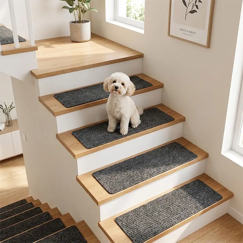 5pcs/10pcs/15pcs Ultra Soft Square Stair Treads, Non-Slip Durable Easy Install, Multiple Colors Available, Indoor Stair Decoration & Daily Protection