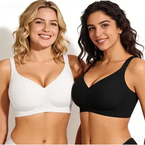 CORLIX Jelly Bra No Underwire Wirefree Everyday Comfort Bra, Seamless Wireless Full Coverage Push Up Minimizer T-Shirt Bra, Adjustable Straps Minimalist Smooth  C Cup Invisible Wirefree Bras, Strapless Push Up Bras, Water Bra Style Lingerie, Bra