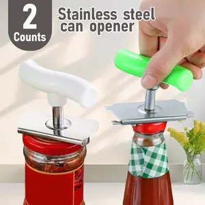 2 Counts Stainless Steel Jar Opener for Easy Opening - Slip-Resistant White & Green Handle, Ideal for Seniors and Limited Hand Strength