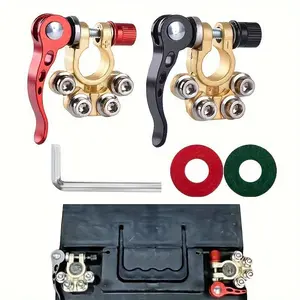 1pair Automotive brass power knob switch battery stake terminal clamp adapter leakproof Automotive Accessories