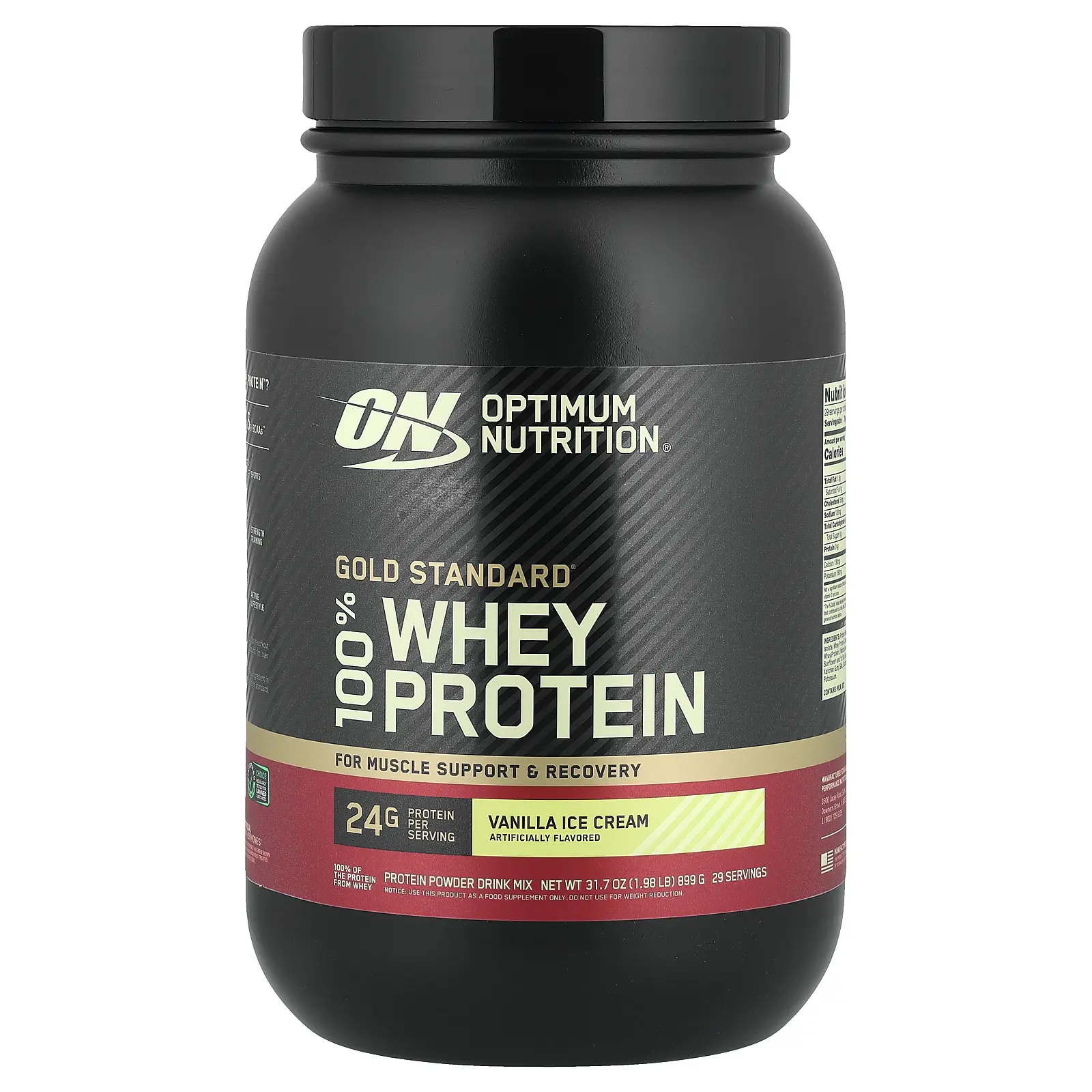 Optimum Nutrition Gold Standard® 100% Whey Protein, Vanilla Ice Cream, 1.98 lb (899 g)