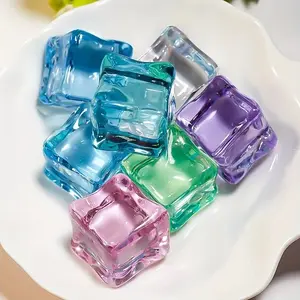 24 Glow-In-The-Dark Resin Ice Cubes, Outdoor Garden Decor, Party Decoration, Durable Safe Non-Toxic, Starry Color Change Effect