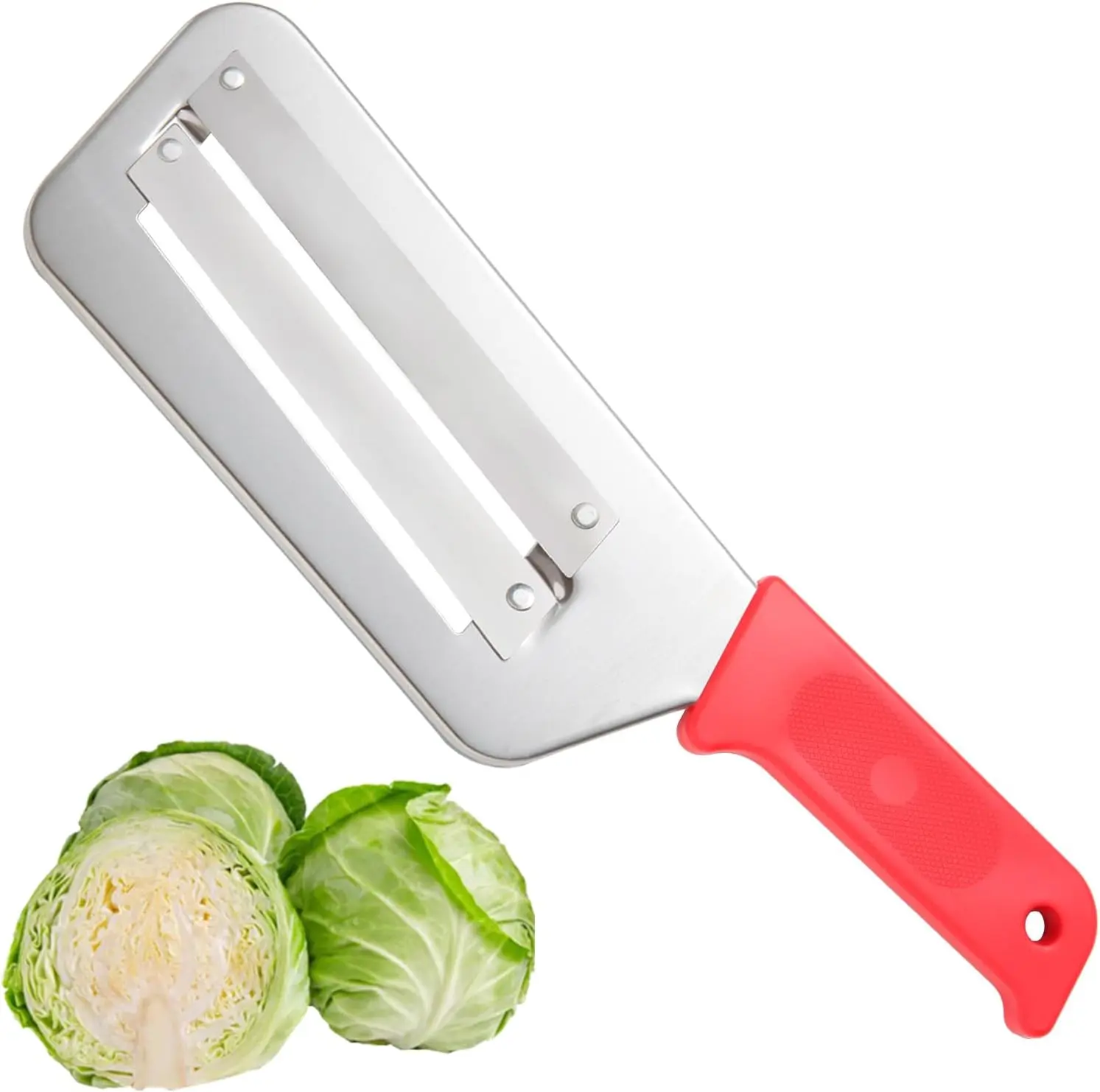Stainless Steel Vegetable Cutter with Blade, Ergonomic Chopping Tool for Cold Cabbage & Sauerkraut, Silicone-Handled Easy-to-Clean Kitchen Utensil, Metal, Hanging