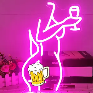 Lady Back Neon LED Sign - Cool Room Decor, Bedroom Wall Artwork, Living Room Illuminated Lighting, Home Improvement Gift