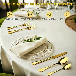 Gold/Black/Rainbow 10-Piece Cutlery Set | Stainless Steel Tableware Kit for Home & Parties, Dishwasher Safe fork