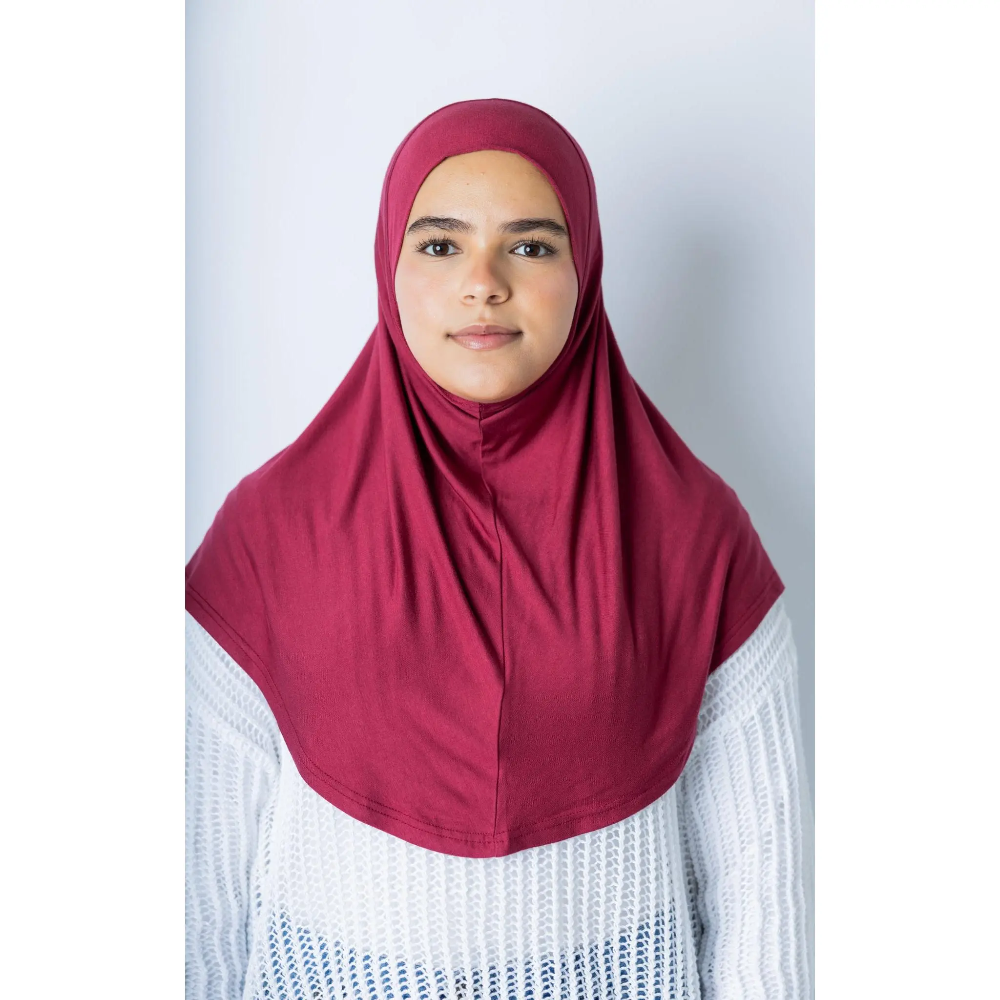 One Piece Slip on Jersey Hijab - Maroon