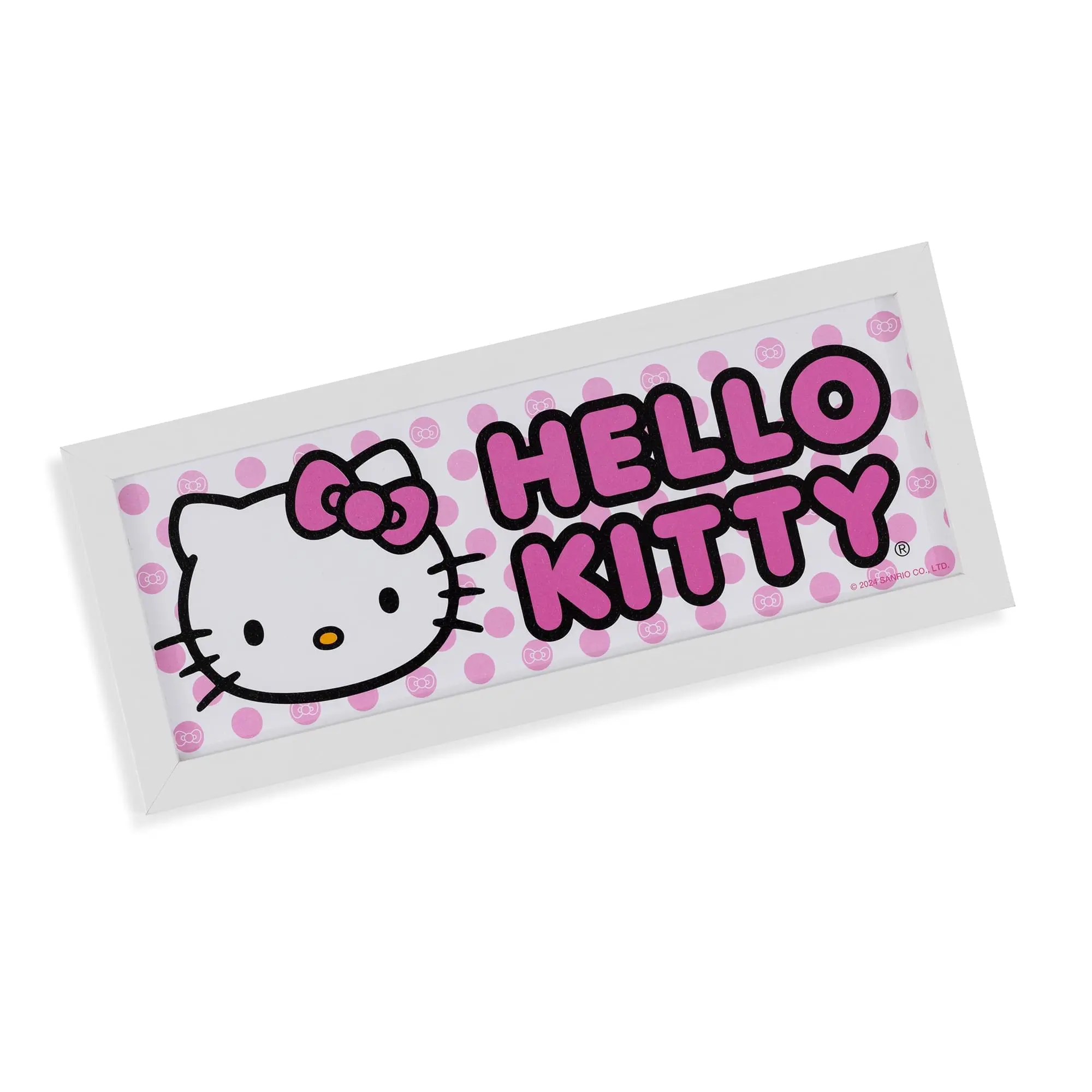 Sanrio Hello Kitty Pink Framed MDF Wall Art, 12x5 In, Cartoon Prints for Girl Room Decor, Accent Wall & Room Accent Funny Decor