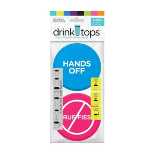Drink Tops Tap & Seal Drink Covers - High-Quality BPA-Free Silicone Covers for Outside Use with Drink Markers and Ruffies Function - Glass, Drinkware
