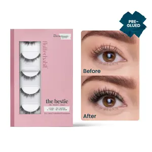 FlutterHabit The Bestie Pre-Glued Press On Eyelash Extensions STICKtionary Edition Classic C Curl 6-14MM for Multi-Day Wear - Cosmetic