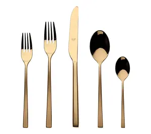 Mepra 5 Pc Atena Flatware Set.- Frozen Gold