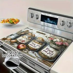 Kitchen Spice Bottle Quote Pattern Rubber Stove Protector, Heat Resistant, Non-Slip, Water Absorbent, Easy Clean, Oven Pad, Refrigerator Pad