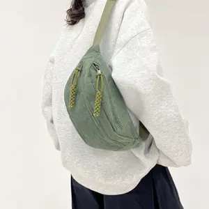 Shoulder handbag Fashionable Corduroy Waist Bag for Women Stylish and Convenient Fanny Pack Chest Bags for Casual Outings Unisex Versatile Style