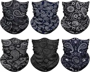 Venswell Black Neck Gaiter Series, Cover Mask for men and women, seamless bandana carnival mask scarf mask, balaclava, headband, turban, headwear