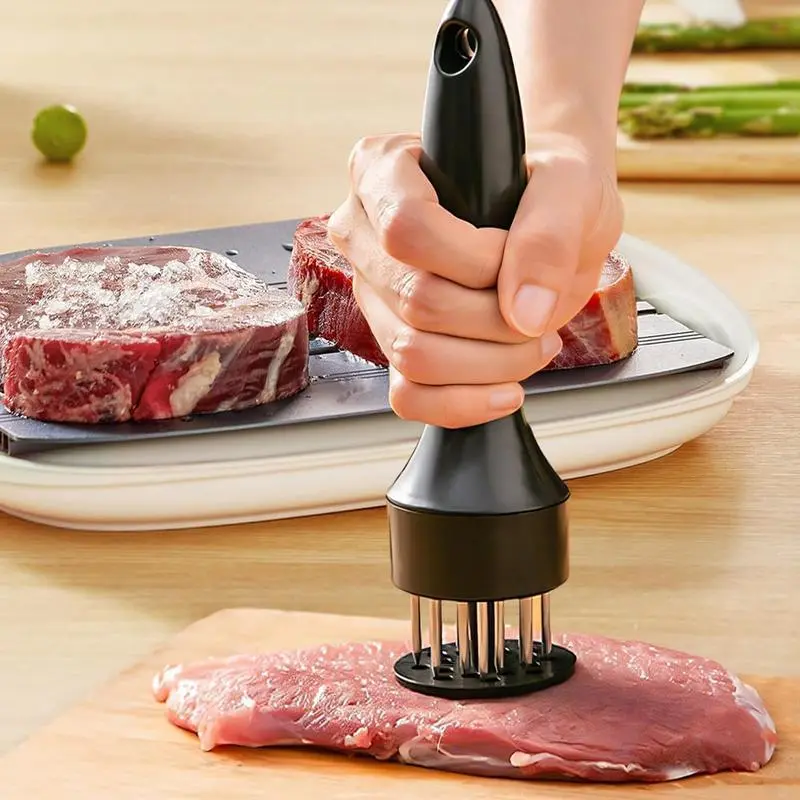 Stainless Steel Meat Tenderizer, 2025 New Meat Tenderizer Tool, Meat Tenderizer with Stainless Steel Ultra Sharp Needle Blades, for Tenderizing Beef Chicken Steak Veal Pork (Black)