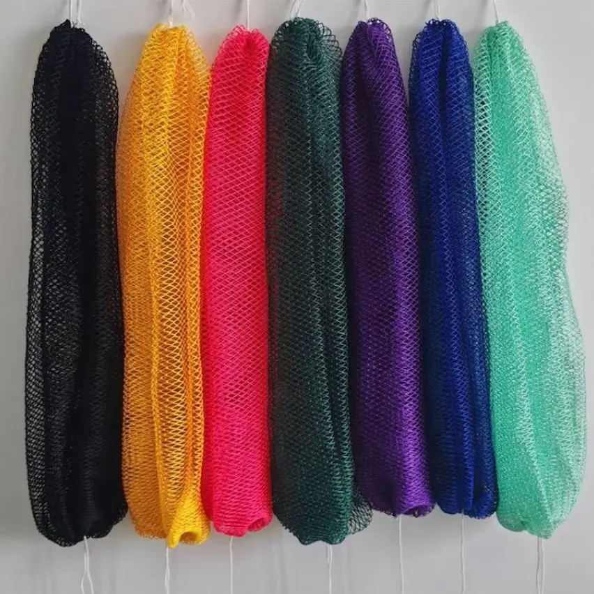 Genuine African Net Sponge with Knots, Real Sapo Sponge with Handle, Afro Scrub Net Bath Cloth for Shower, Exfoliating Body Wash Tool, Exfoliating Net Loofah