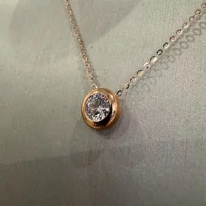 0.5ct Lab Grown Diamond 18K Rose Gold Bezel Setting Necklace BZB-XN010010-50