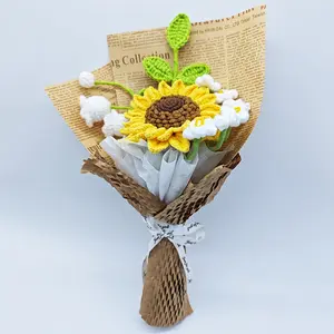 Crochet Sunflower Flower Bouquets Perfection Prom Knitted Elegant Flowers Living Room Decor Artificial Flowers For Outside End Of School Year Gifts For Friends Valentine's Day Gift Friends Girlfriend  Mom Grandma Festival Party Birthday & Graduation