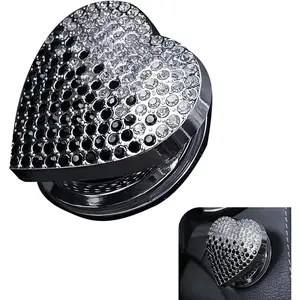 Bling Push Start Button Cover, Cue Heart  Button Cover Sticker,  Rhinestone Engine Start Buttons Covers,  Interior Decor Accessories for   (White-Black)