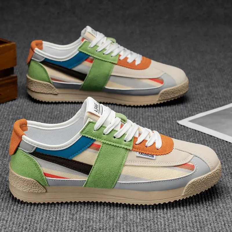 2026 Spring/Summer Men's Sports Casual Shoes Canvas Forrest Gump Shoes Breathable Mesh Shoes Low Top Laceup Trendy Shoes