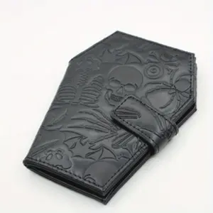 Gothic Style Embossed Skull Design PU Material Clutch Wallet, Dark Spooky Gothic Retro Vintage Fashion Accessory for Women & Girls