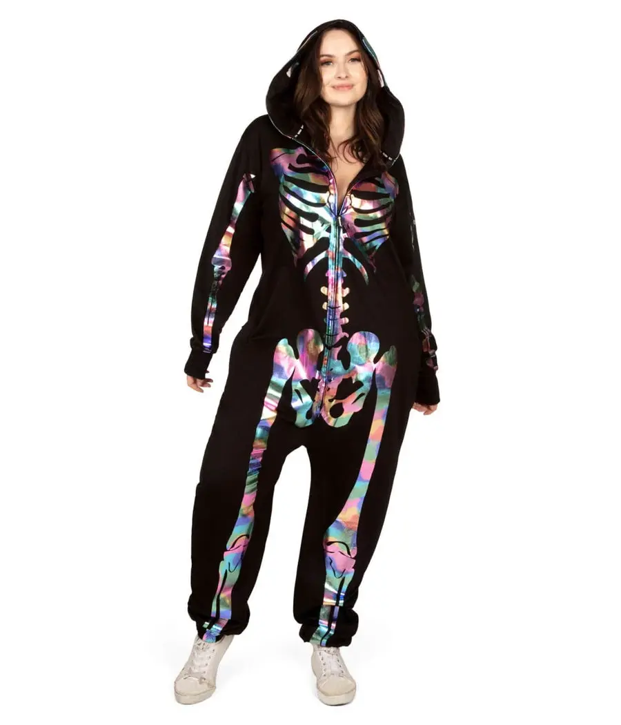 Women's Iridescent Skeleton Plus Size Costume