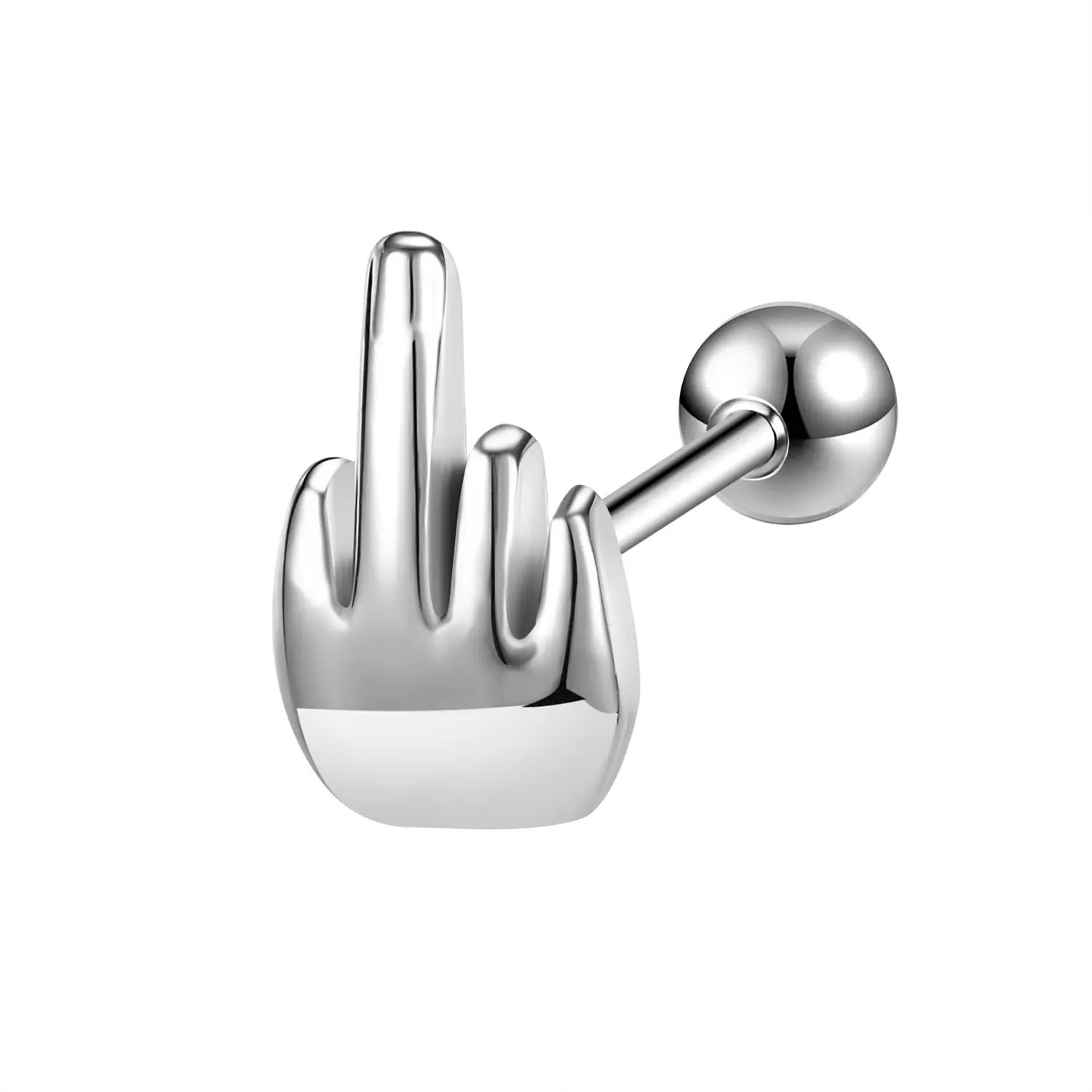 14G Middle Finger Tongue Rings Ball Tongue Piercing Barbell