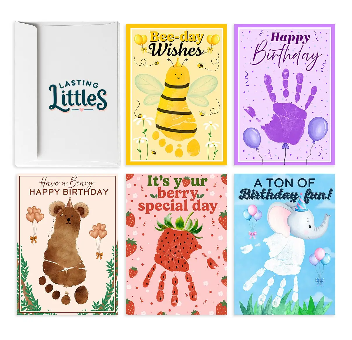 Lasting Littles Handprint & Footprint Birthday Cards Lasting Littles Holiday Handprint & Footprint Cards - 5 variety pack with envelopes