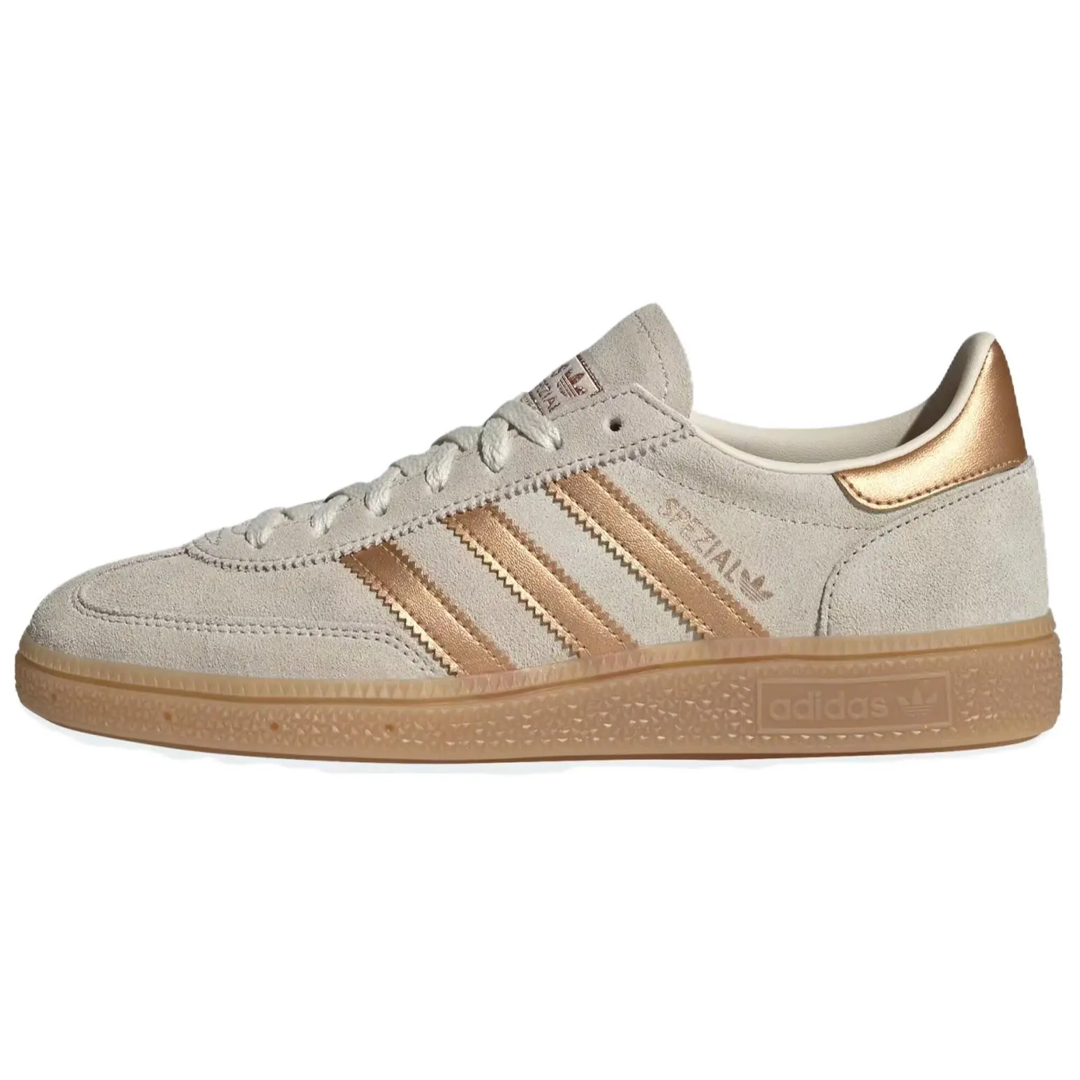 Adidas Women's Handball Spezial Light Gold Sports Sneakers - Clear Brown, Cream White, Gum Colorway