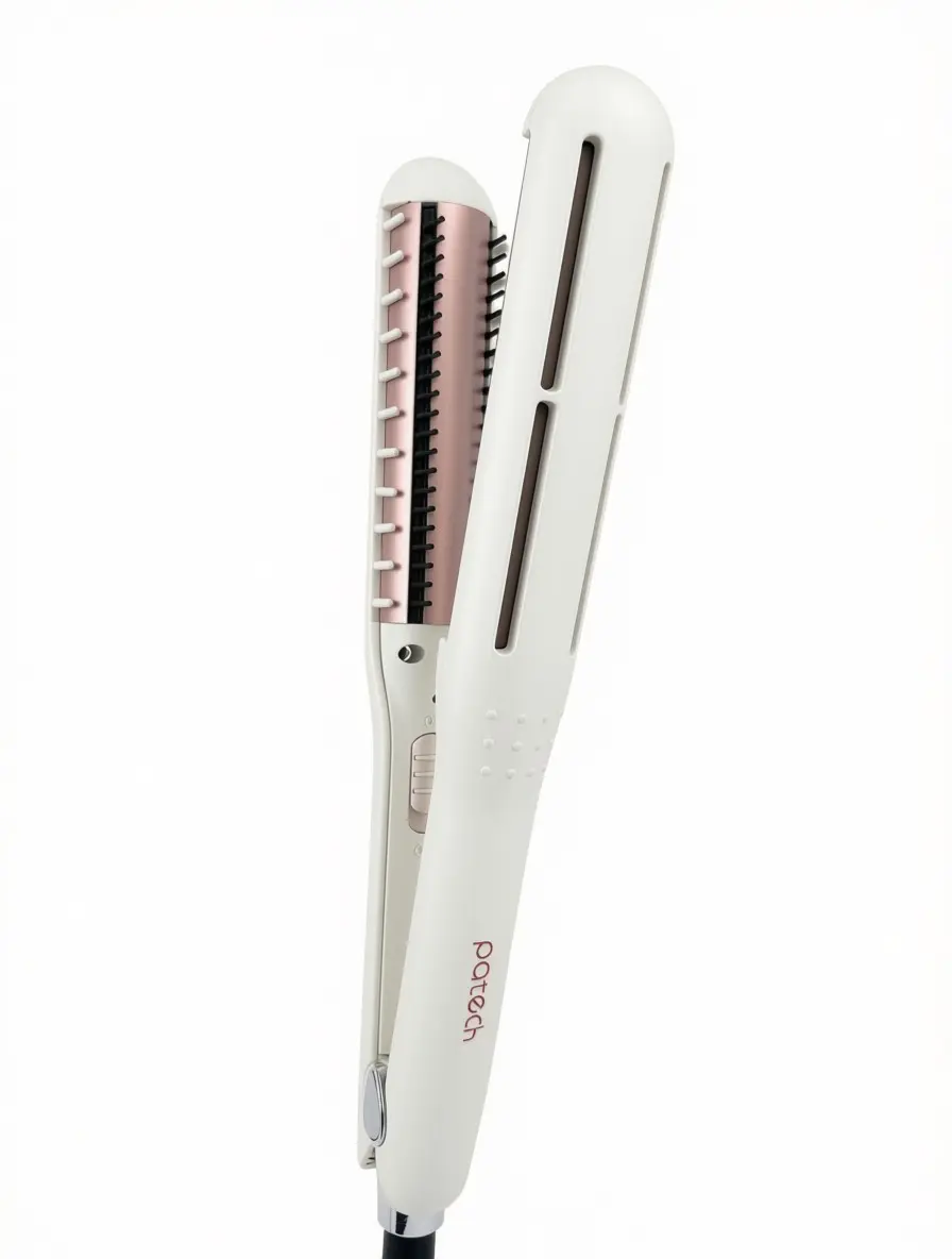Patech 2-in-1 Cool Air Hair Styler Straightener & Curler - White & Rose Gold (New – No Original Box)