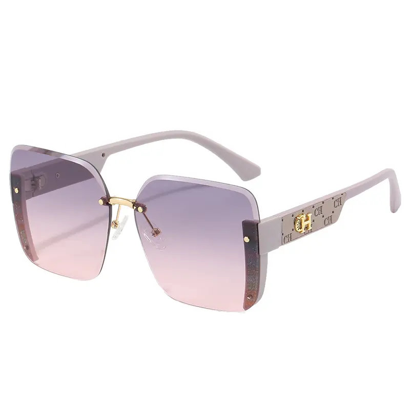 Rimless Square Diamond-Encrusted Sunglasses for Women Glitter Powder Luxury Style UV & Blue Light Blocking Y2K Cute Sexy Influencer Favorite