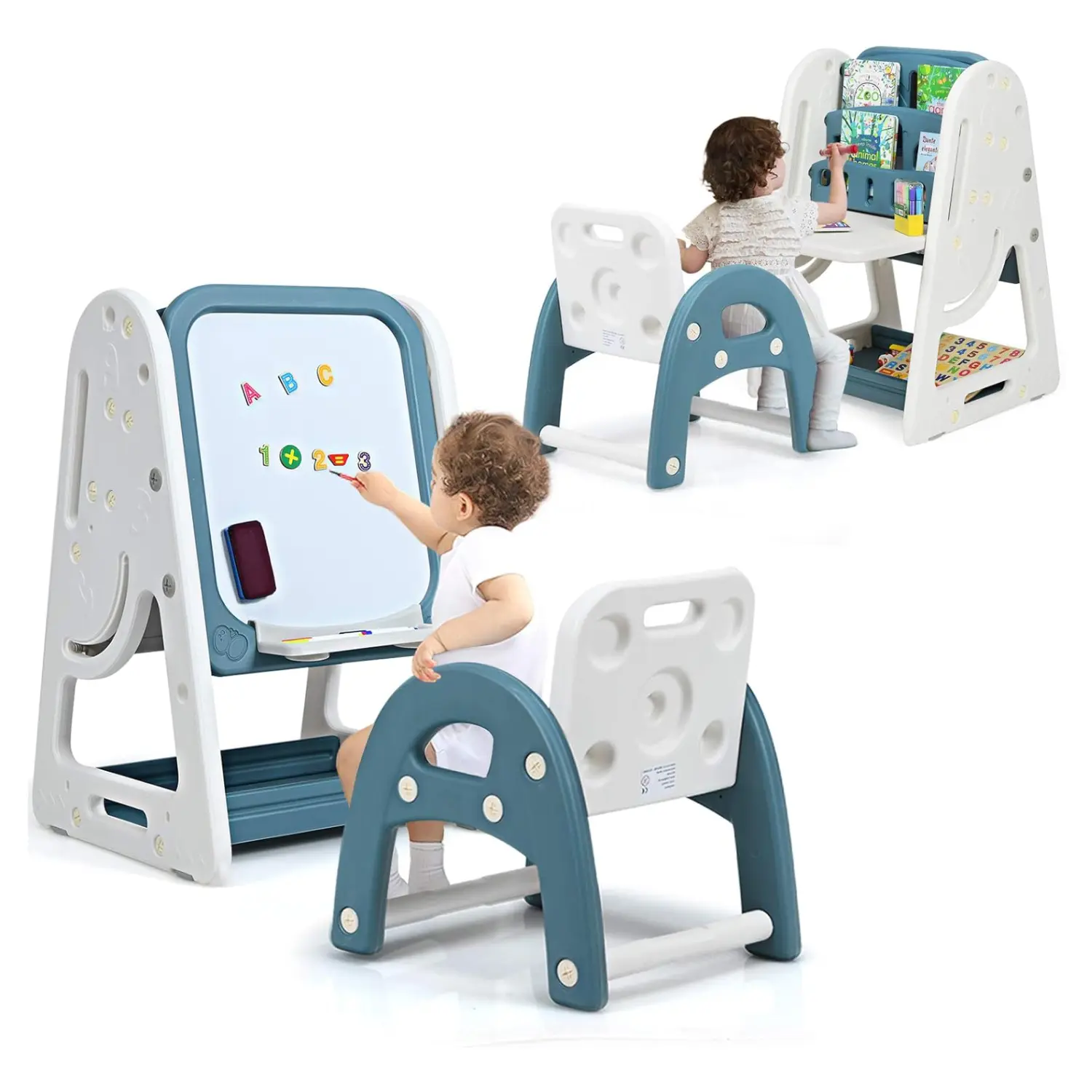 Costzon 3-in-1 Double-Sided Adjustable Standing Easel Toy - Drawing Art Supplies, Magnetic White Board, Dry Erase Surface, Markers, Painting & Writing Accessories, Ideal Birthday Gift for Kids