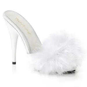 5 Inch Heel POISE-501F White Fur High Heels Wedge Chunky Heel Platform