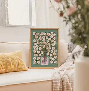 [Sale Up To 50%] Daisy Bouquet Art Print, Retro Floral, Cottagecore Home Decor