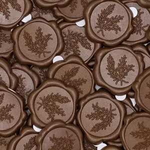 50pc Chocolate Brown Self-Adhesive Wax Seal Stickers for Envelope Seals, Wedding Invitations, Cards Envelopes Seal